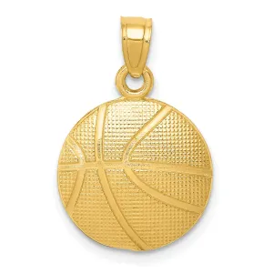 14k Yellow Gold Basketball Charm Pendant