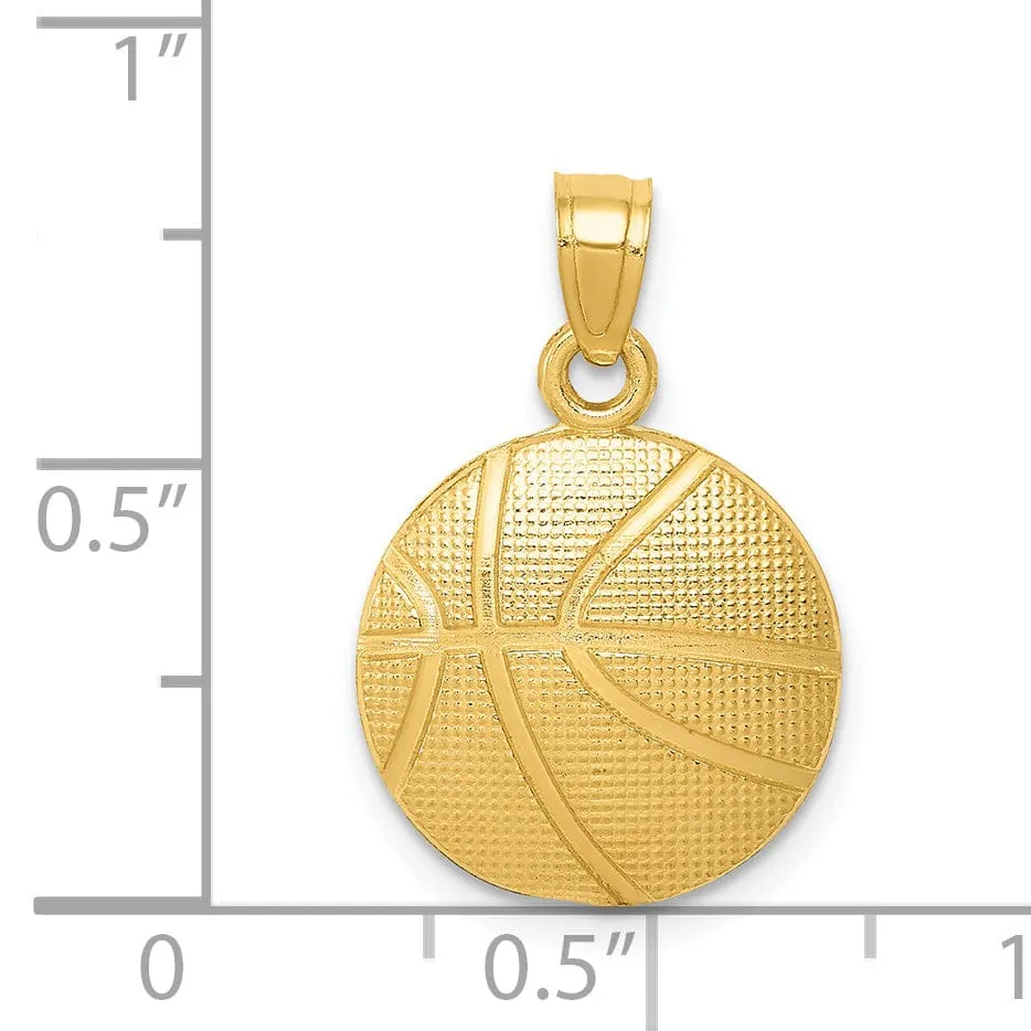 14k Yellow Gold Basketball Charm Pendant