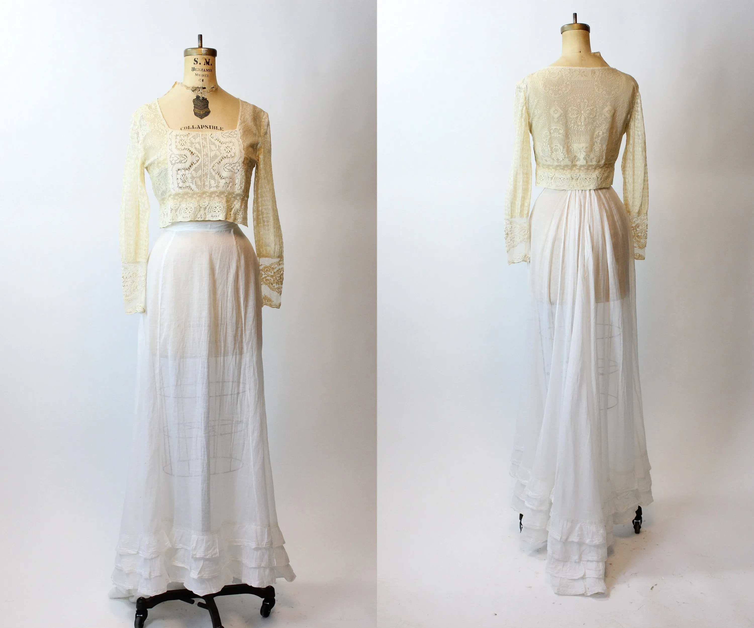 ANTIQUE edwardian muslin skirt xs | new spring summer