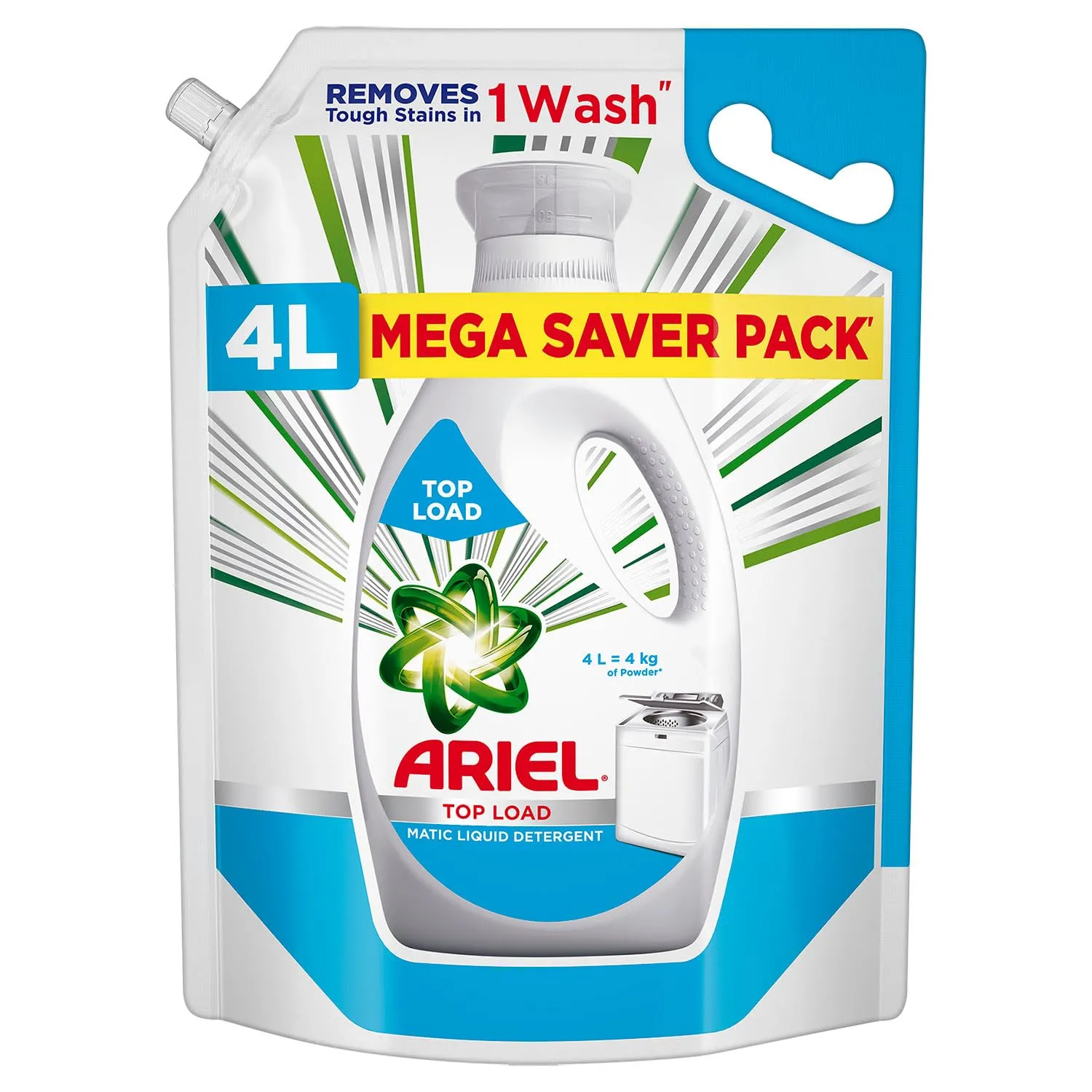 Ariel Top Load Liquid Detergent, 3 Ltr   1 Ltr free, Removes Tough Stains, Specially designed for Top Load Washing Machine