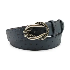 Atlantic Blue Mock Ostrich Quill Reef Knot Belt