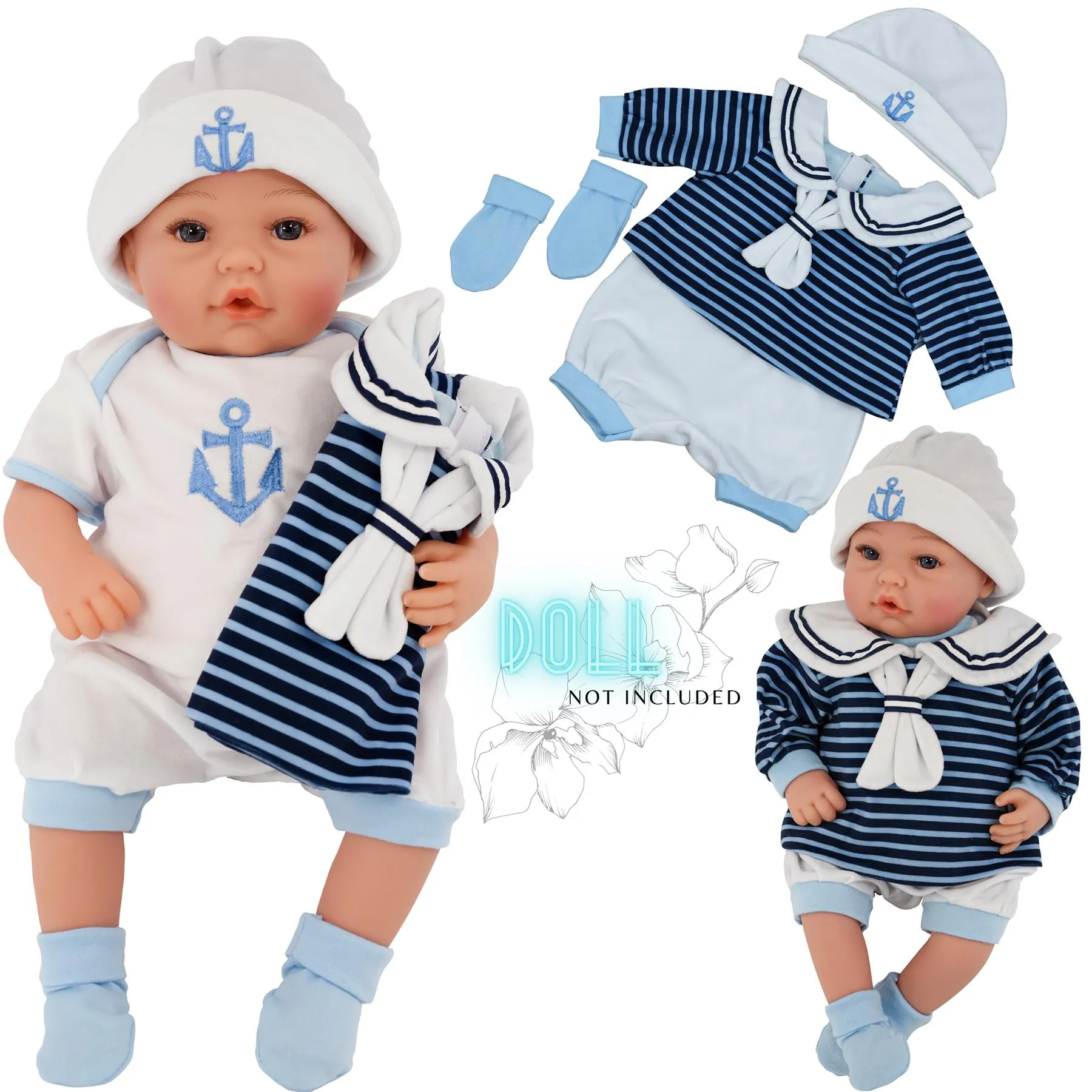 BiBi Outfits - Reborn Doll Clothes (Sailor) (50 cm / 20")