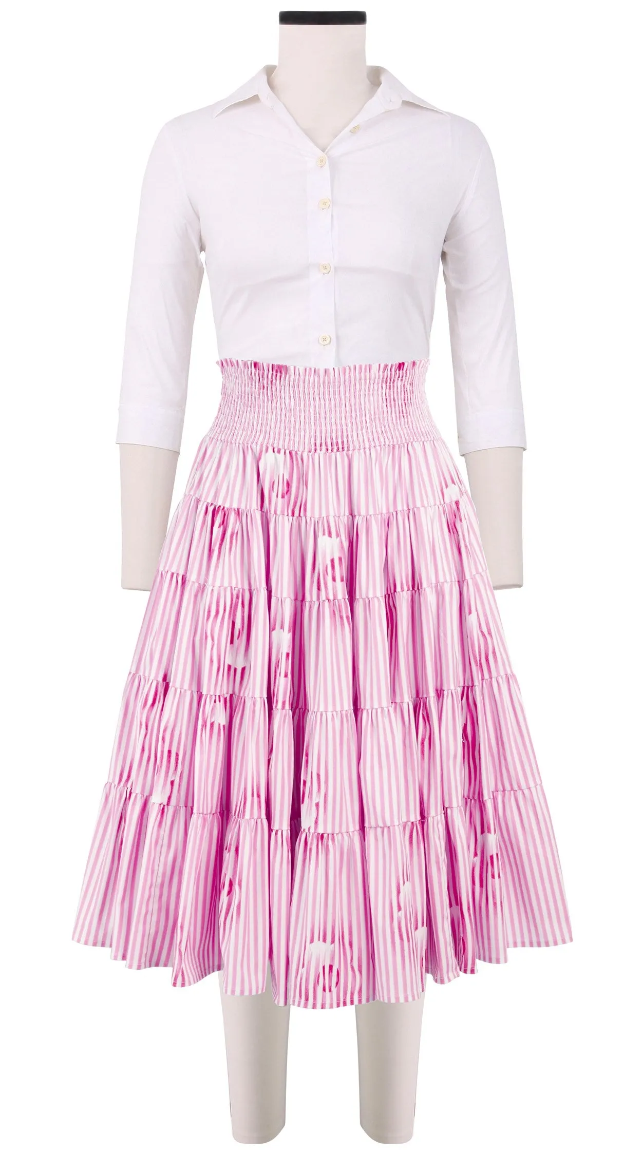 Blake Skirt Midi Length Cotton Stretch (Oxford Stripe)