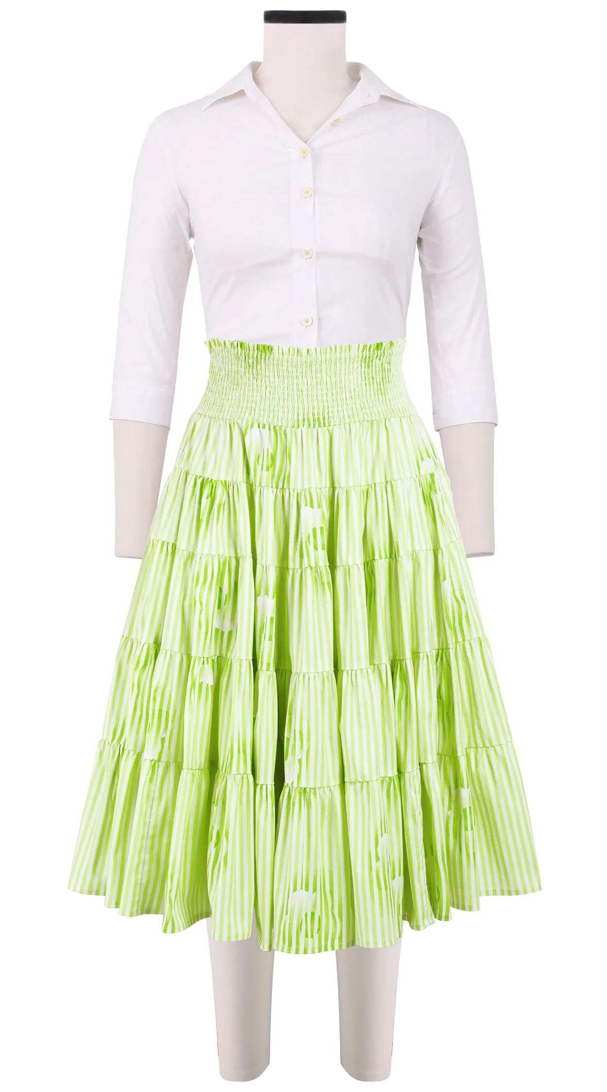 Blake Skirt Midi Length Cotton Stretch (Oxford Stripe)