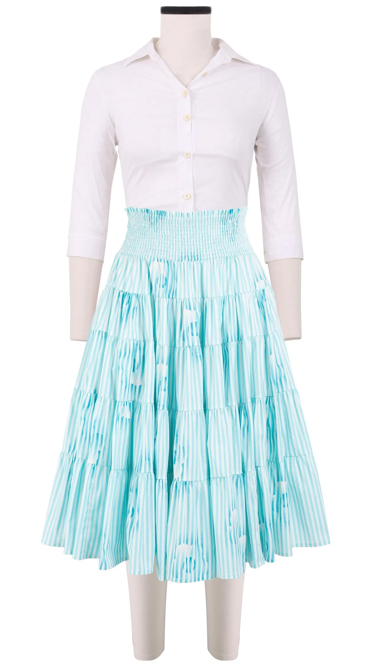 Blake Skirt Midi Length Cotton Stretch (Oxford Stripe)