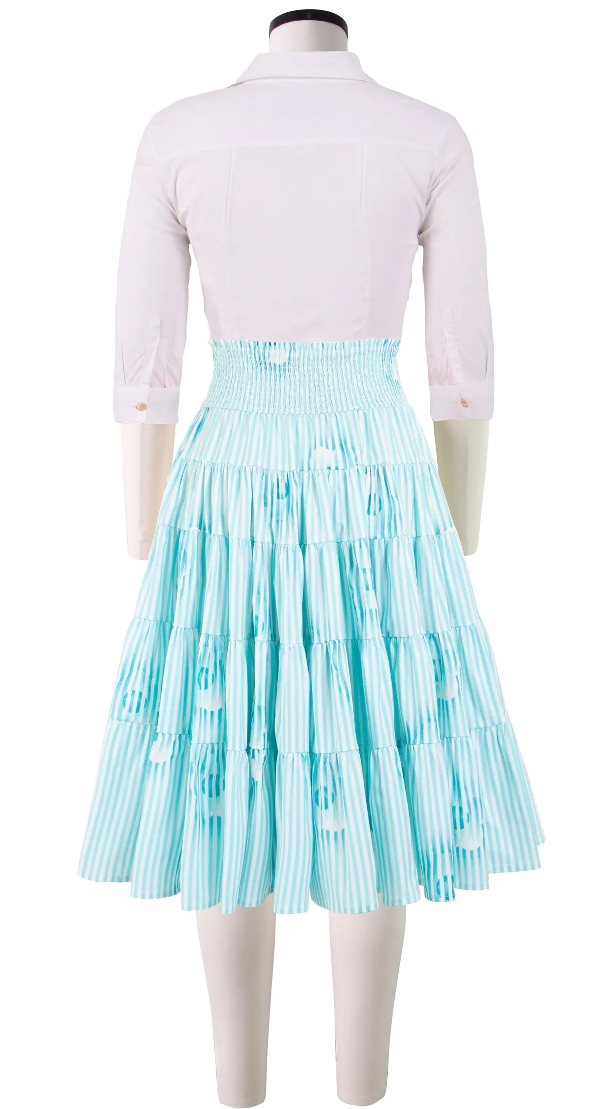 Blake Skirt Midi Length Cotton Stretch (Oxford Stripe)