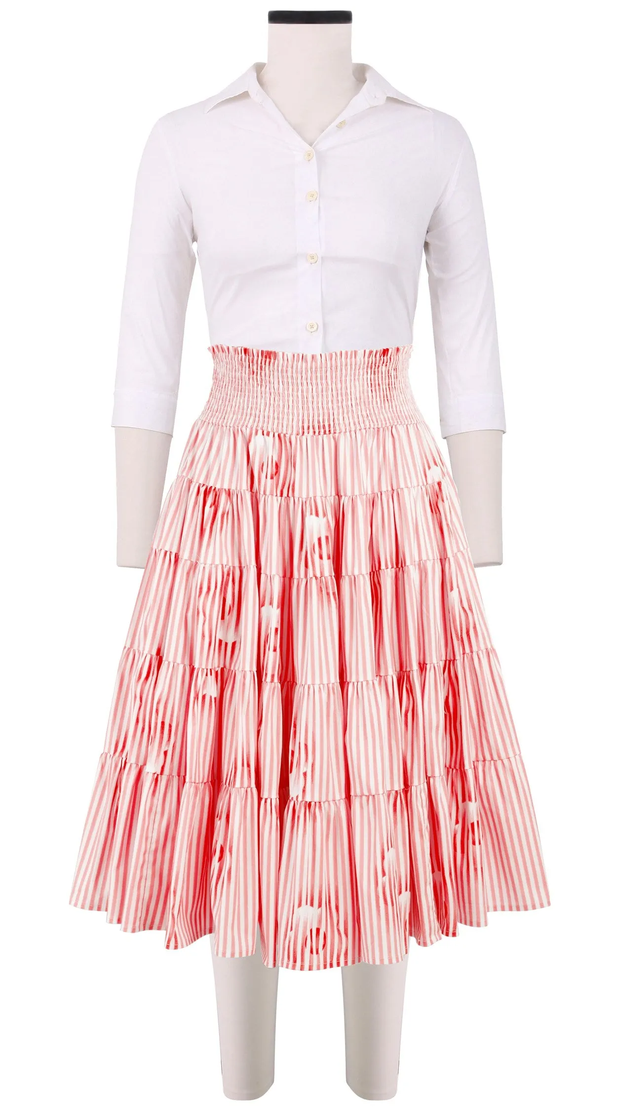 Blake Skirt Midi Length Cotton Stretch (Oxford Stripe)