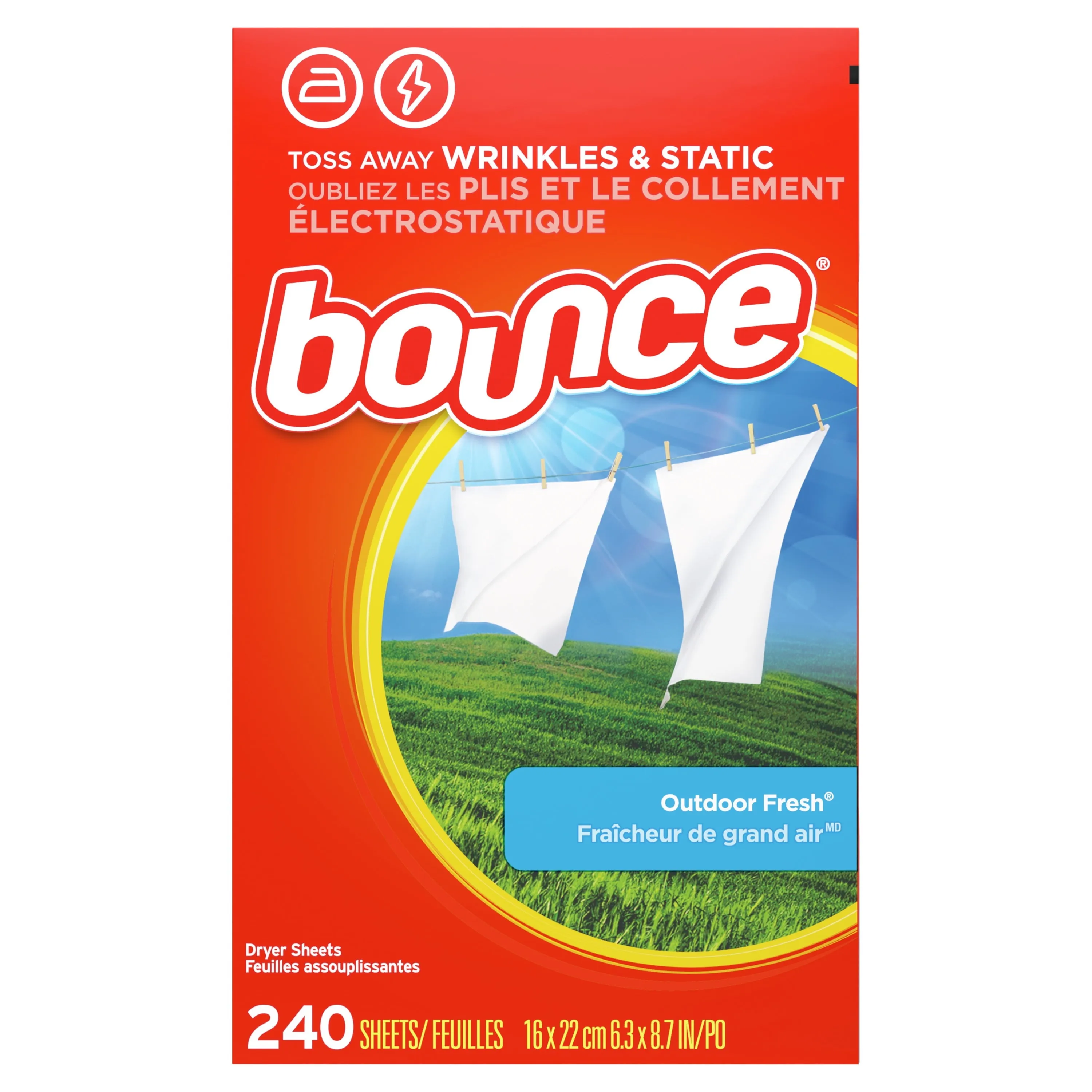 Bounce Fabric Softener Sheets, Outdoor Fresh, 240 Count