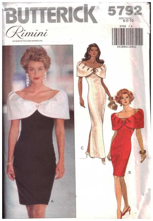 Butterick 5792 Misses' Evening Dress Vintage 1980's