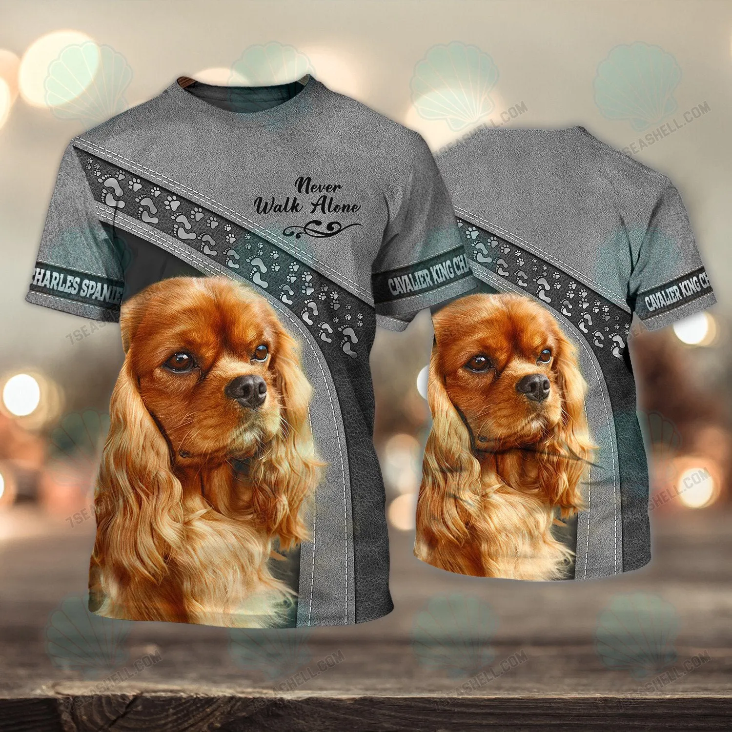 Cavalier King Charles Spaniel Love Never Walk Alone 3D Full Print Christmas Shirts