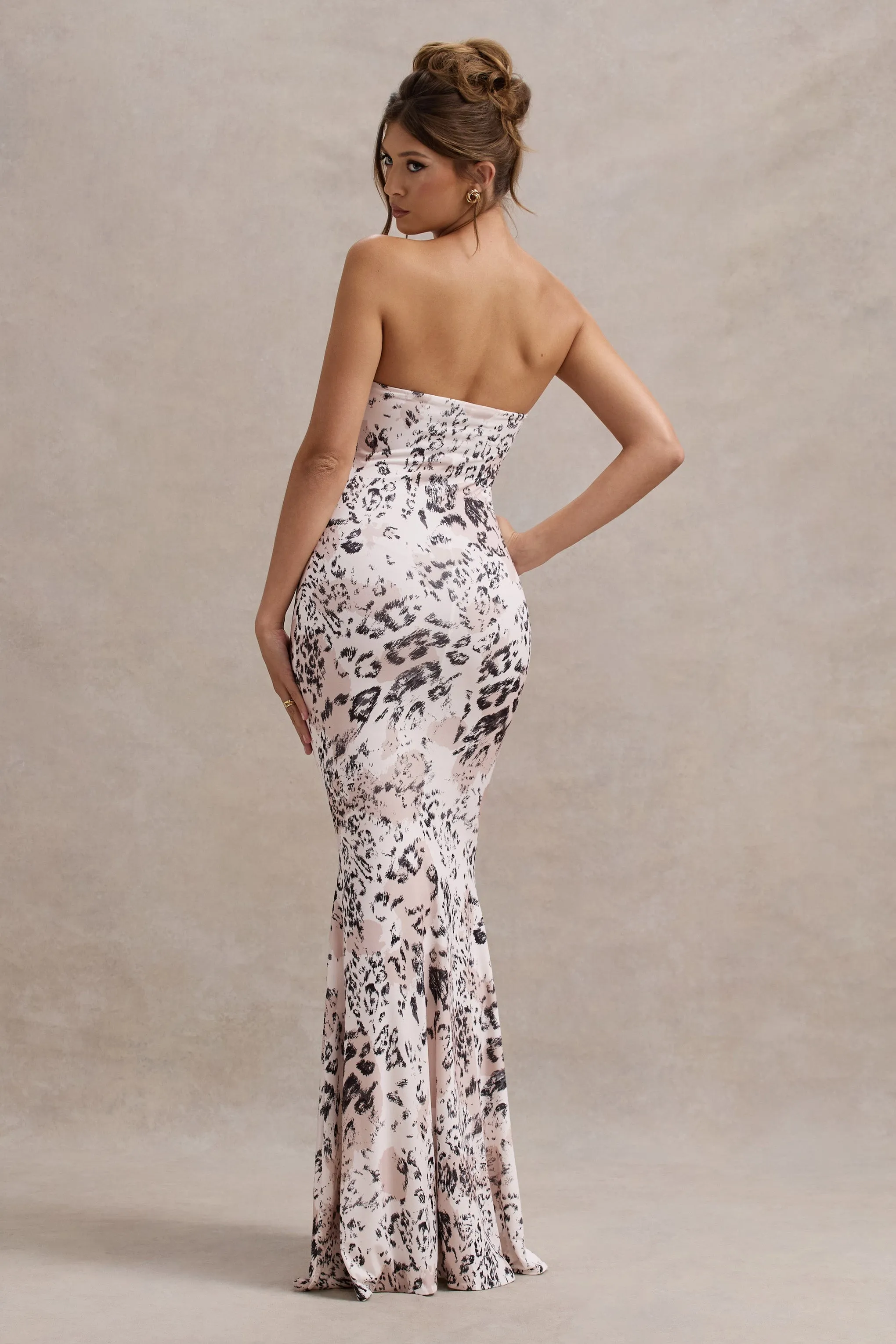 Ceremony | Leopard Print Bandeau Fishtail Maxi Dress