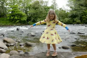 Coddi & Womple Skater dress - Bruno under the Rainbow Lemon