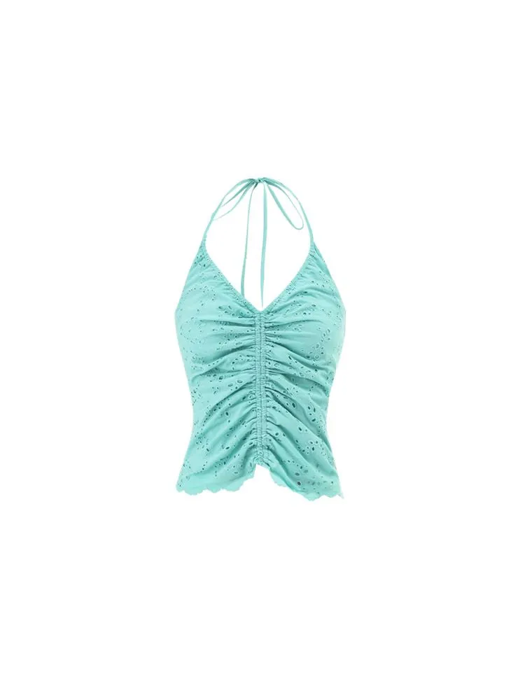 Cotton Jacquard Drawstring Tank Top【s0000009441】