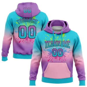 Custom Stitched Lakes Blue Medium Purple Light Pink-Black Fade Fashion Splash Sports Pullover Sweatshirt Hoodie