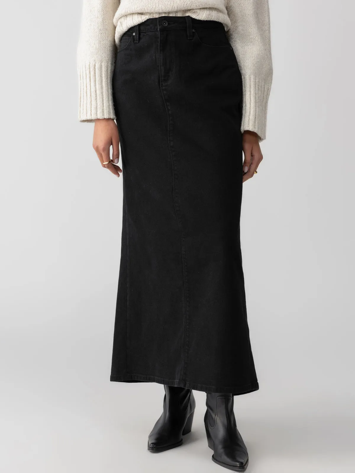 Denim Maxi Skirt Vintage Black