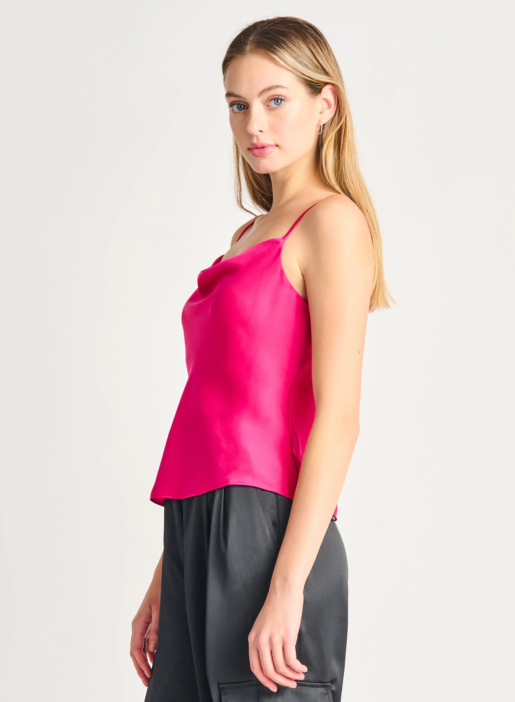 Dex Kyla Drapeneck Satin Tank Top