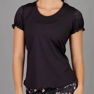 Dhalia Short-Sleeve Gather Top (black)