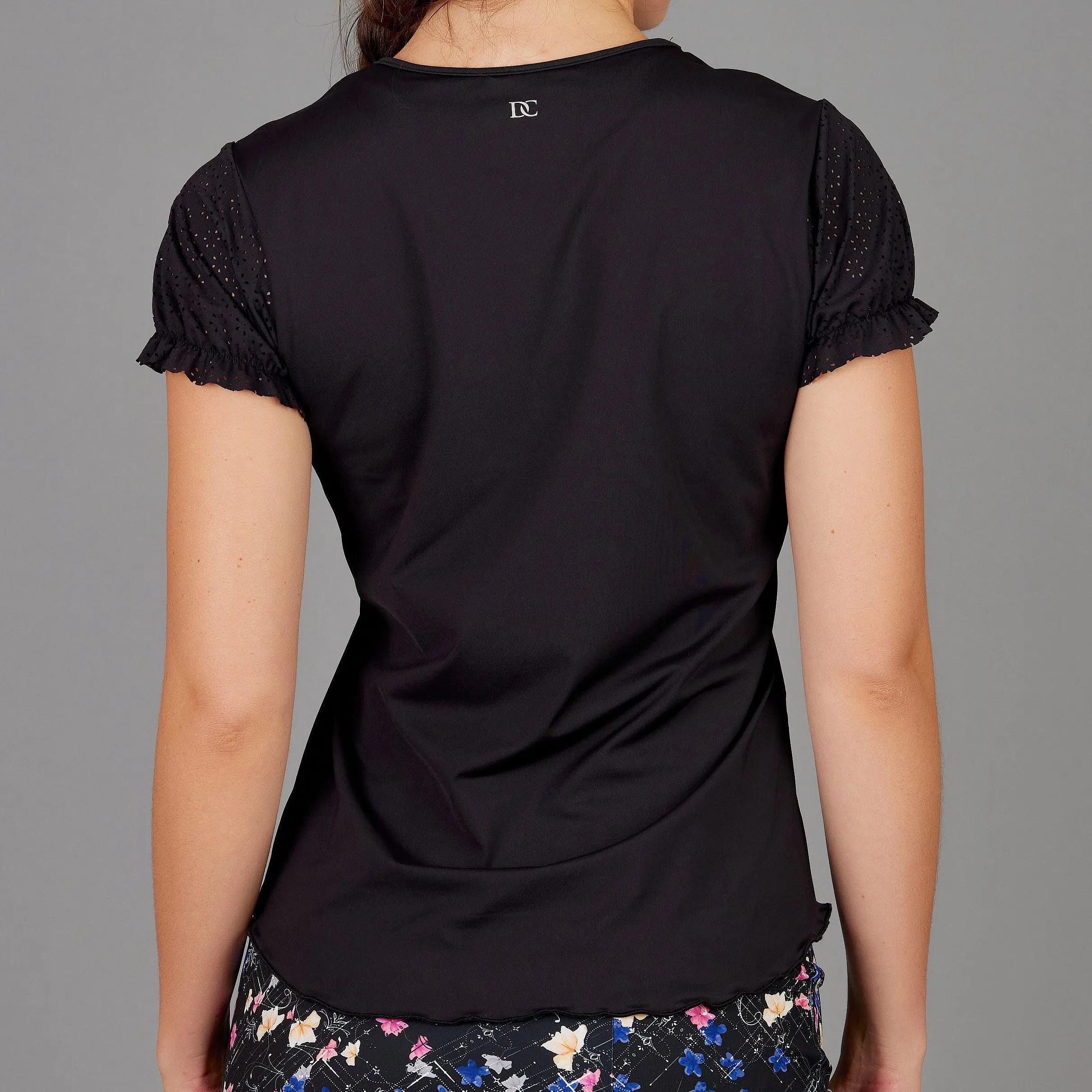 Dhalia Short-Sleeve Gather Top (black)