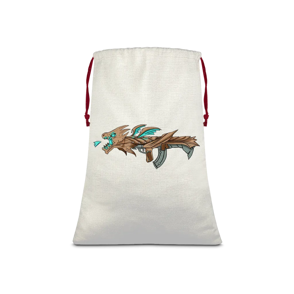 Dragon Gun Sublimation Linen Drawstring Sack