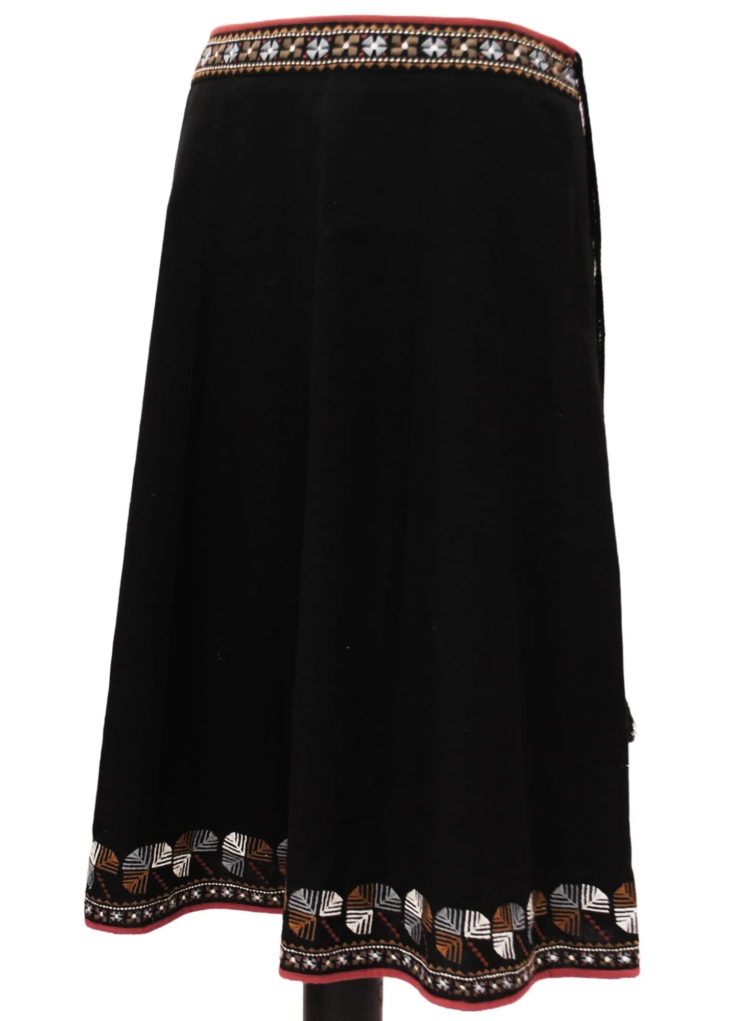 EAST Artisan Bohemian Folk Black Embroidered Cotton Skirt and Jacket