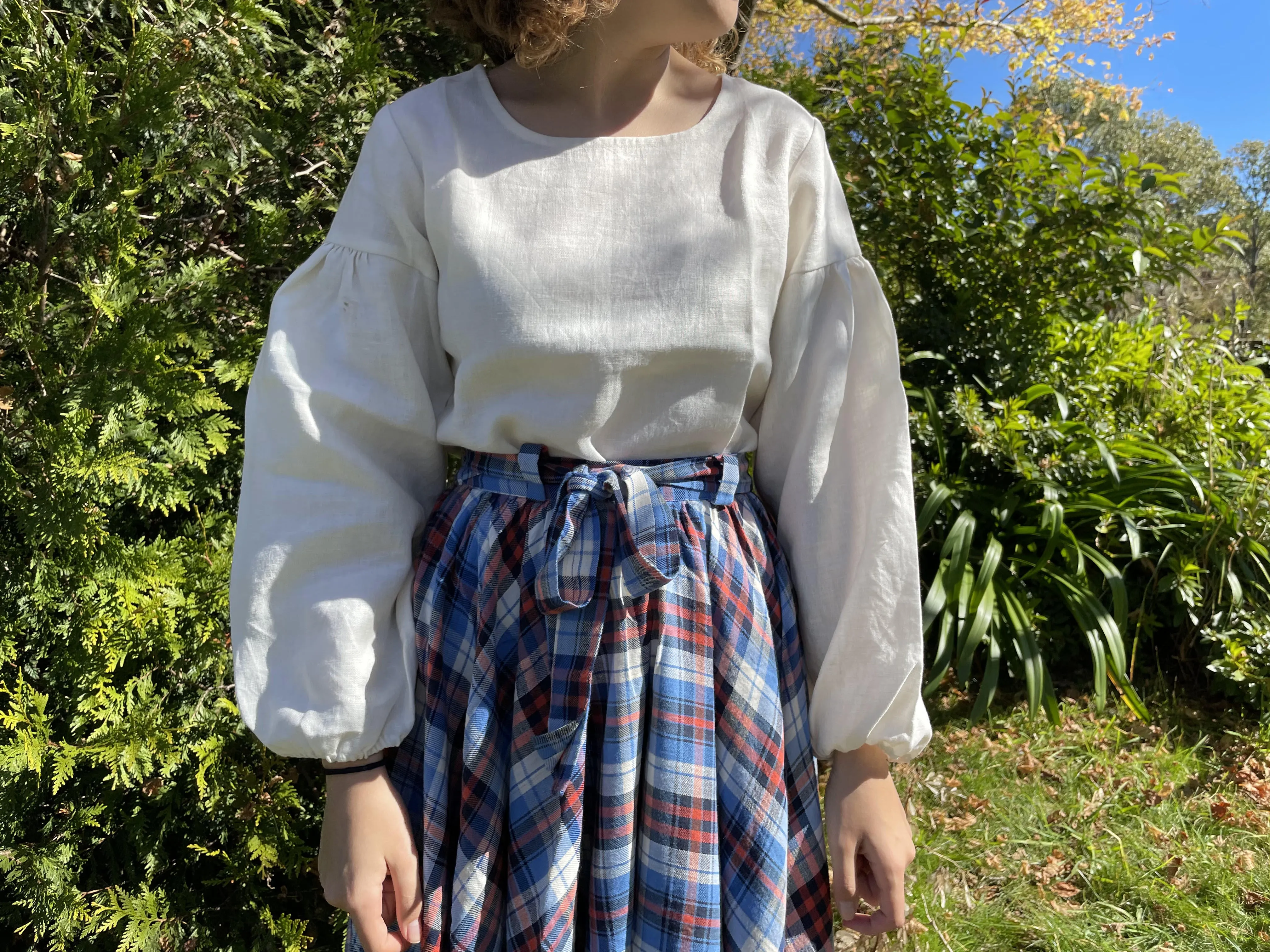 Fair Trade Umbrella Check Skirt - Blue and Orange