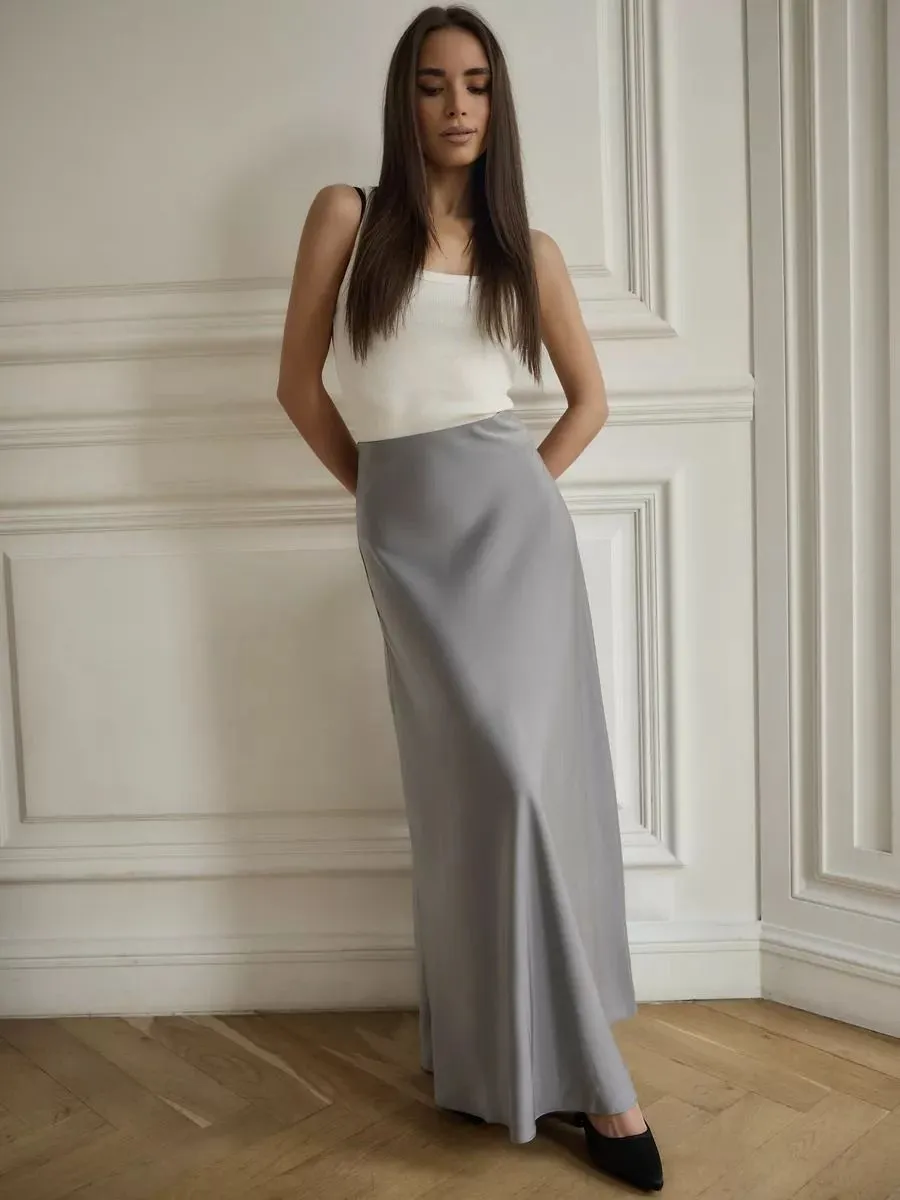 Fishtail Skirt Spring Satin Satin Long High Waist Hip Mop Fishtail Skirt