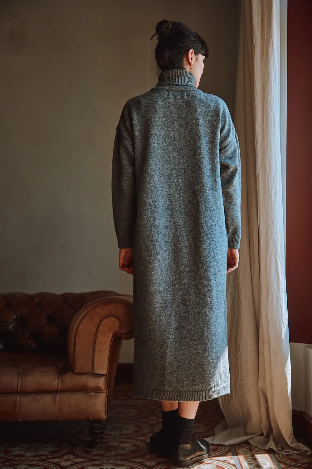 FREYA Knit Dress in Merino Wool - Ash Grey