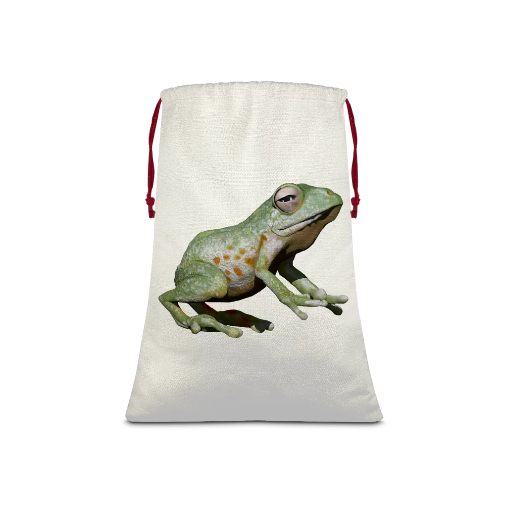 Green Frog Sublimation Linen Drawstring Sack