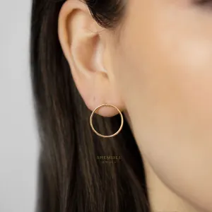 Large Open Circle Studs Earrings, Unisex, Gold, Silver SHEMISLI - SS237