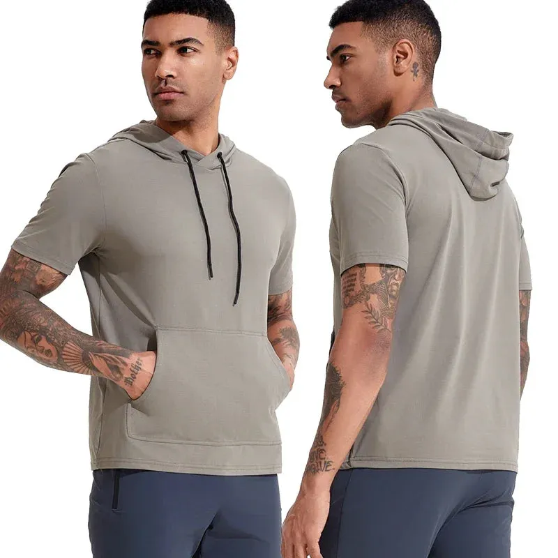 MC - Men’s Compression Hoodie: Short sleeve, tight-fit, ideal for sports, jogging, and outdoor leisure