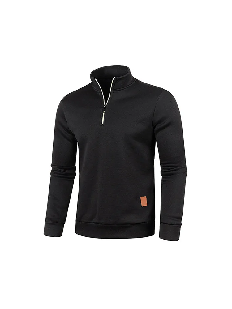 Men'S Collar Zip Knitted Thin Fleece Sweater