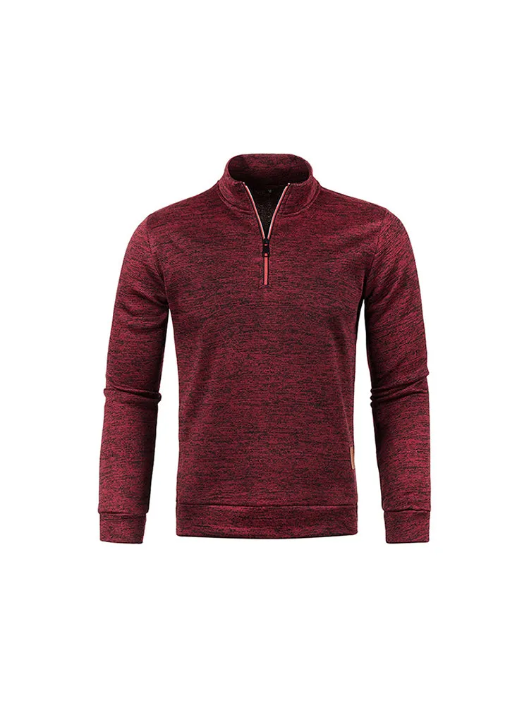 Men'S Collar Zip Knitted Thin Fleece Sweater