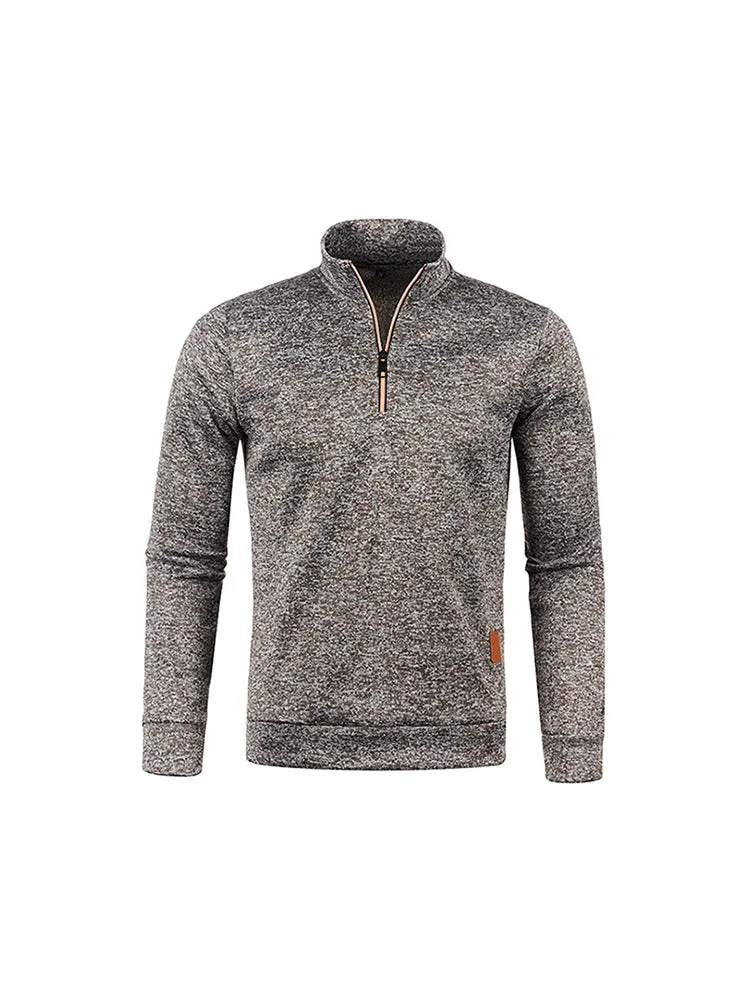 Men'S Collar Zip Knitted Thin Fleece Sweater