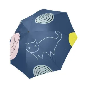 Meow Cat Umbrella Cute Blue  Foldable Umbrella Gifts For Cat Lovers