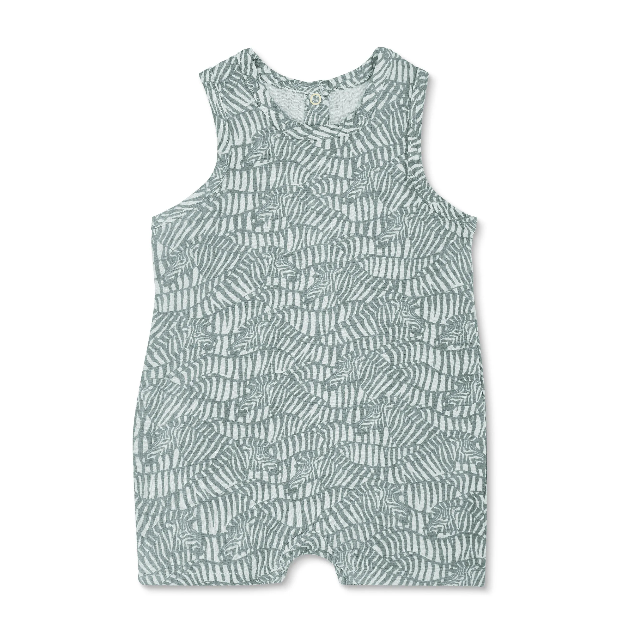 Muslin Sleeveless Coverall - Zebra Print