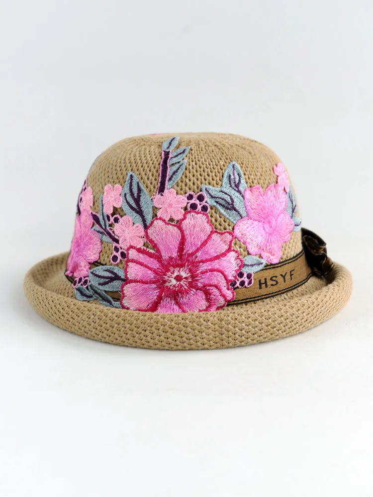 New Ethnic Style Embroidery Spring Knitted Fisherman Hat Sunscreen Sunshade Hat Women's Summer Top Hat Tide Versatile Pot Hat