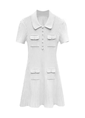 O240017 Short Sleeve Knitted Mini Dress *Last Piece