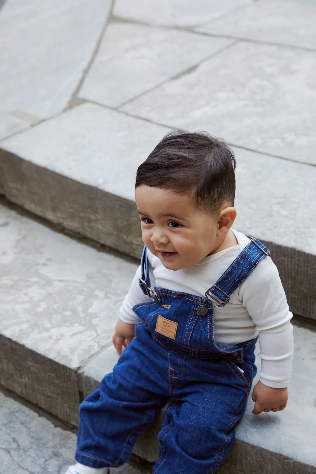 ORGANIC BABY OVERALLS - DARK INDIGO BLUE WASHED