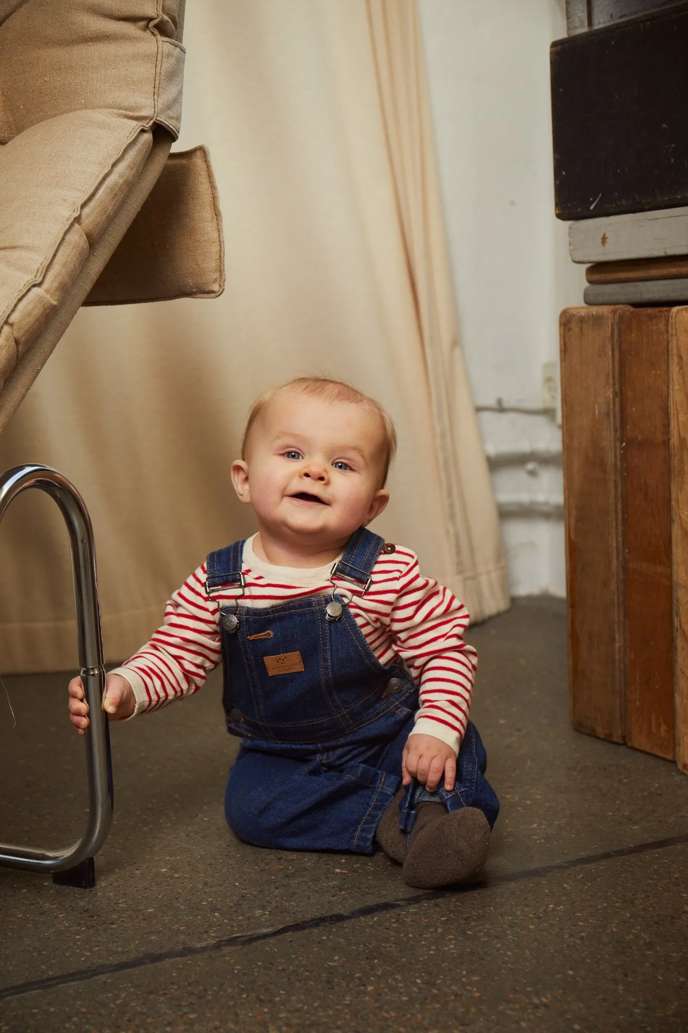 ORGANIC BABY OVERALLS - DARK INDIGO BLUE WASHED