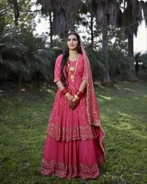 Pink Lehenga Choli in Faux Georgette with Embroidery Sequence Work