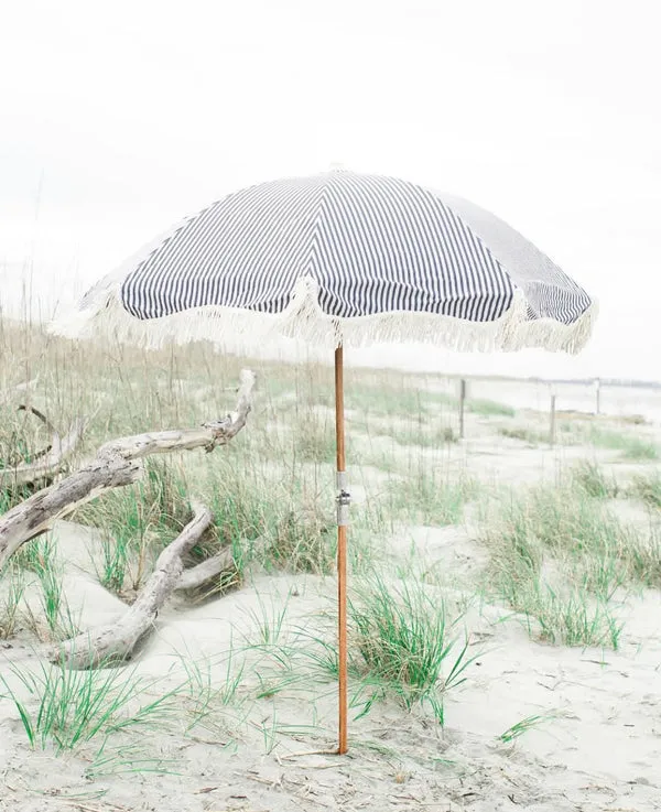 Premium Beach Umbrella - Navy Stripe