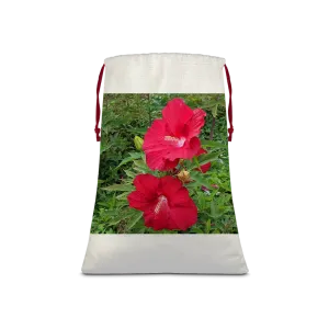 Red Flowers Sublimation Linen Drawstring Sack