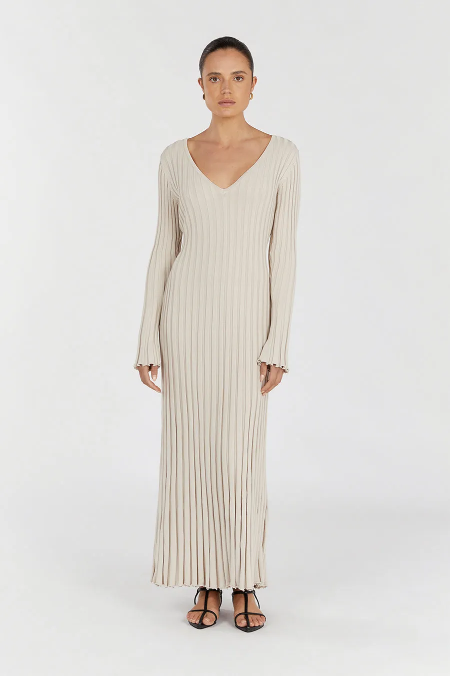 REIGN STONE SLEEVED KNIT MIDI DRESS