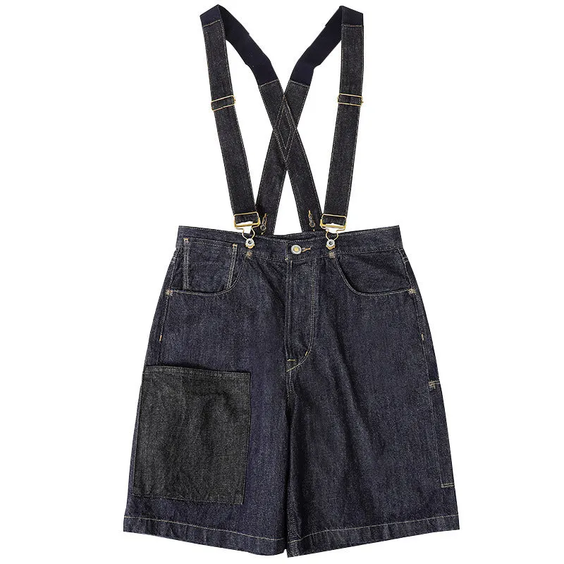 Retro Denim Casual Overalls Shorts