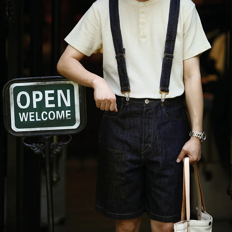 Retro Denim Casual Overalls Shorts