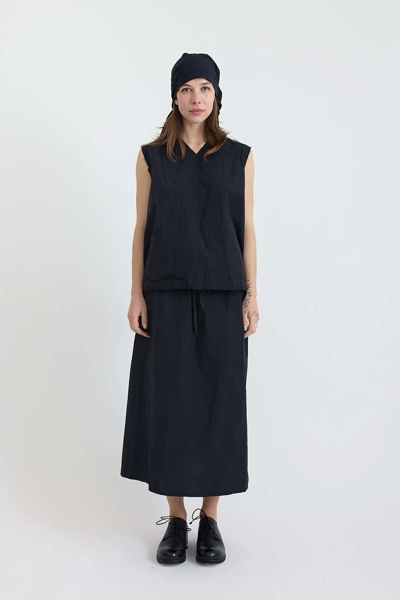 Scha - Two Pockets Twisted Midi Skirt "B-OE"