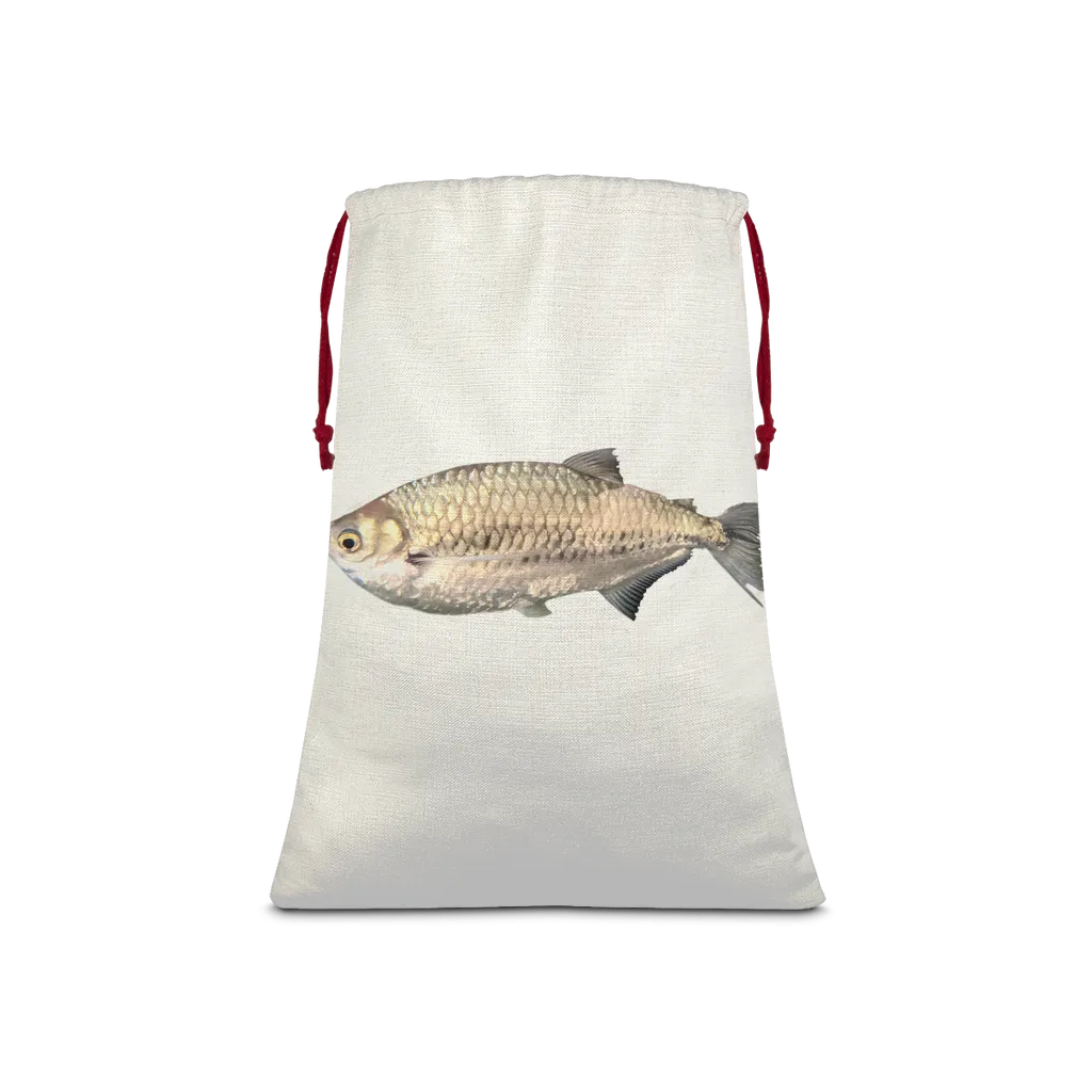 Silver Fish Sublimation Linen Drawstring Sack