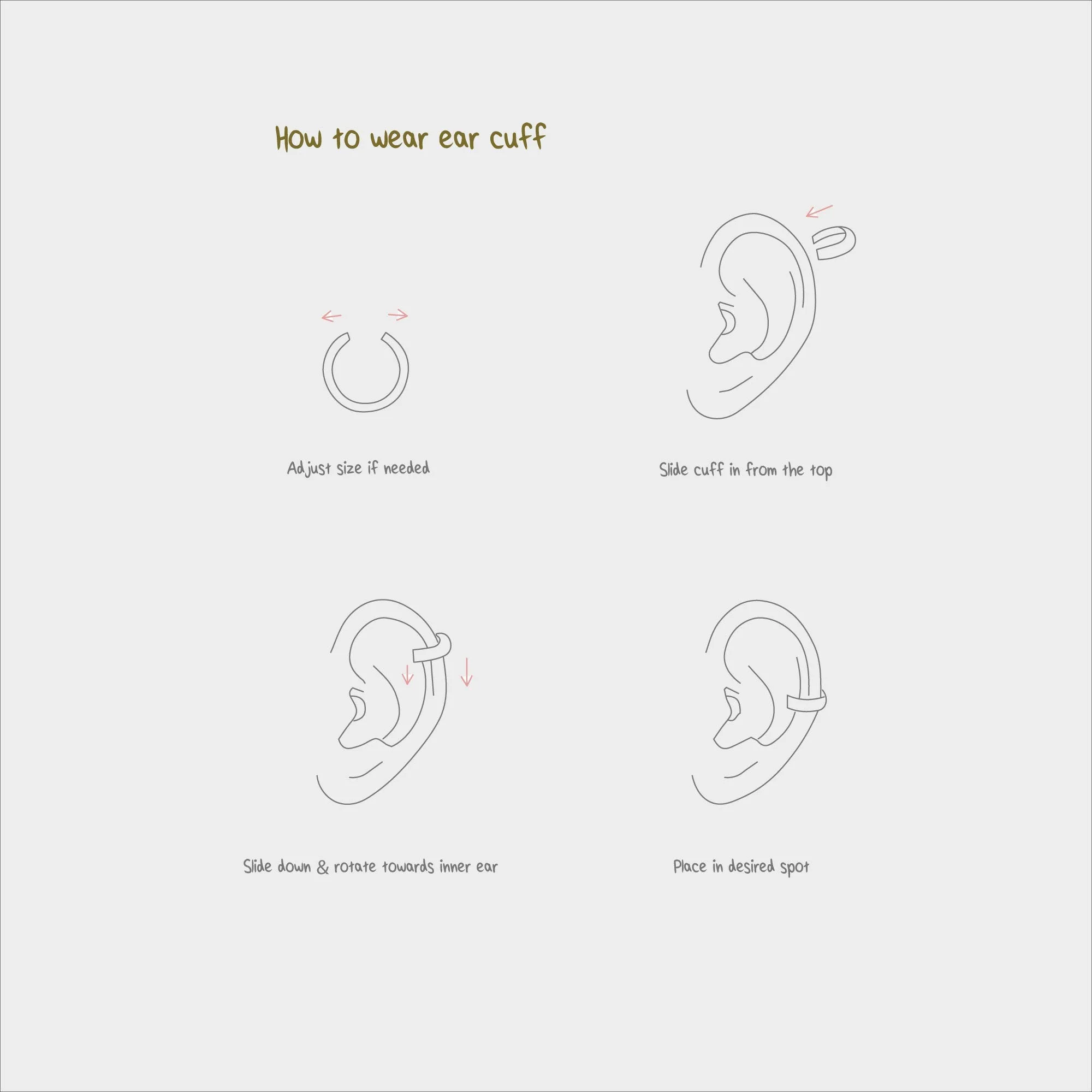 Simple Angled Ear Conch Cuff, Earring No Piercing is Needed, Unisex, Gold, Silver SHEMISLI SF051