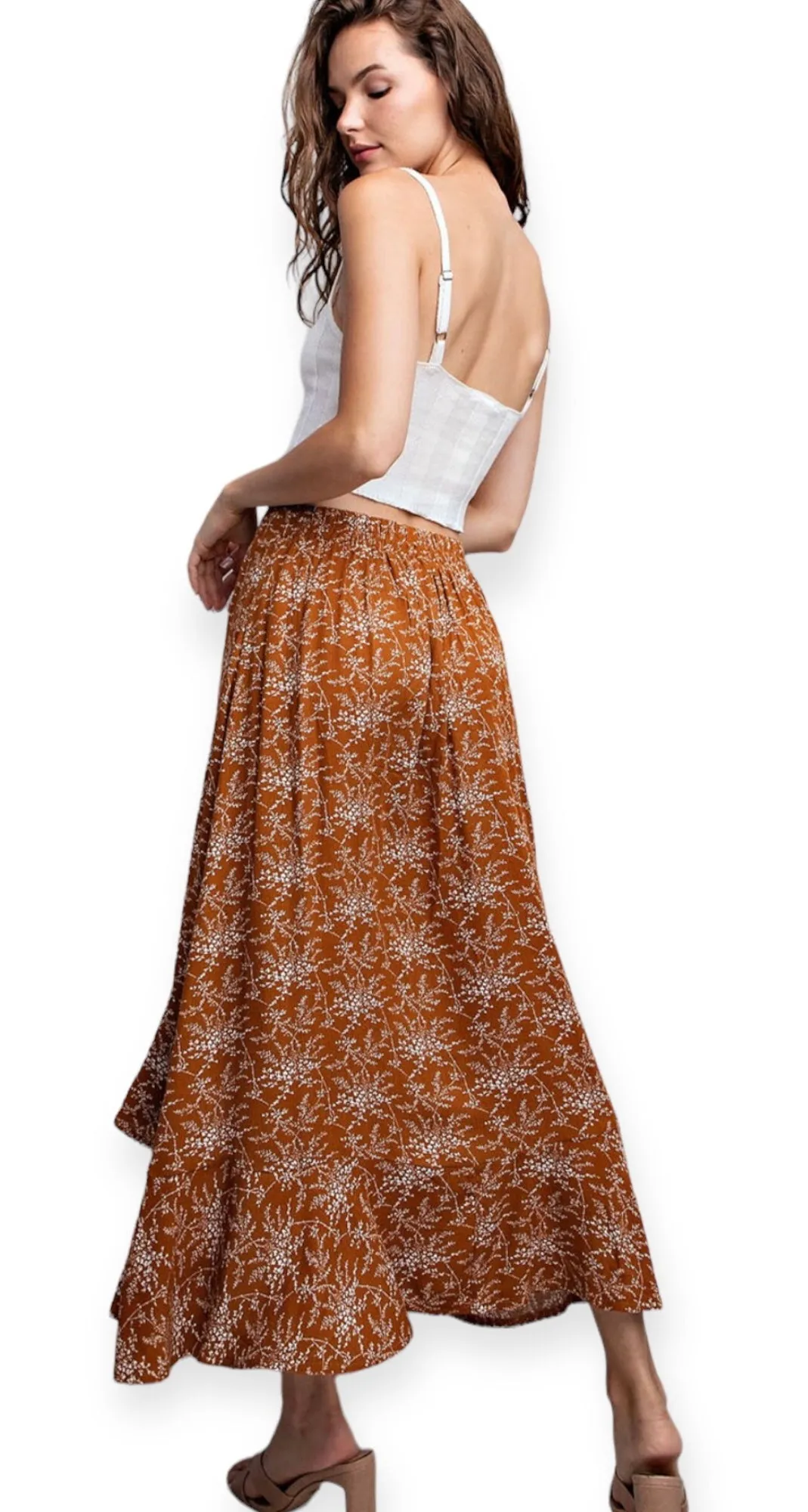 Soft Dainty Blooms Midi Skirt