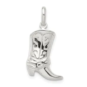 Solid Sterling Silver Polish Cowboy Boot Charm